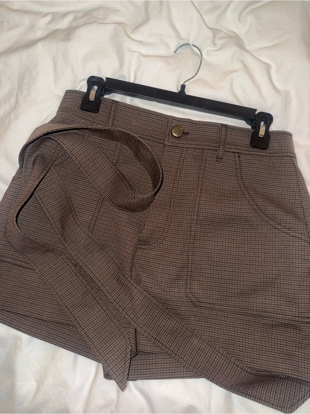 Zara Brown Plaid Shorts with Tie Belt (LARGE)